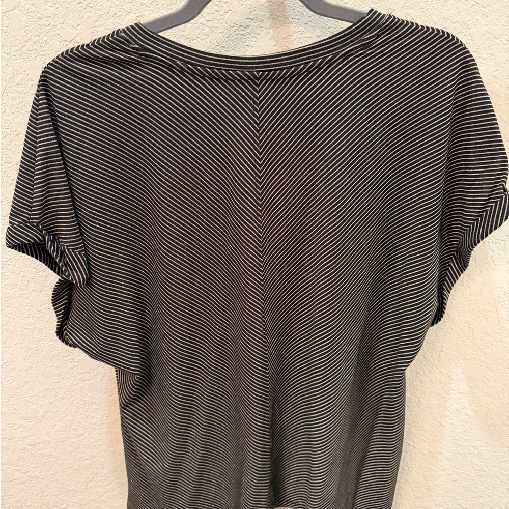 Tommy Bahama Black and Silver Striped Short Sleeve Top - Picture 3 of 3